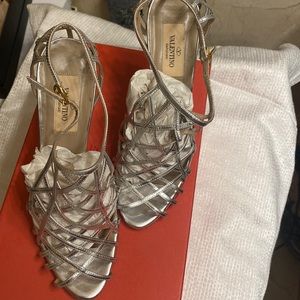 Valentino Silver Cage Sandals Size 37.5